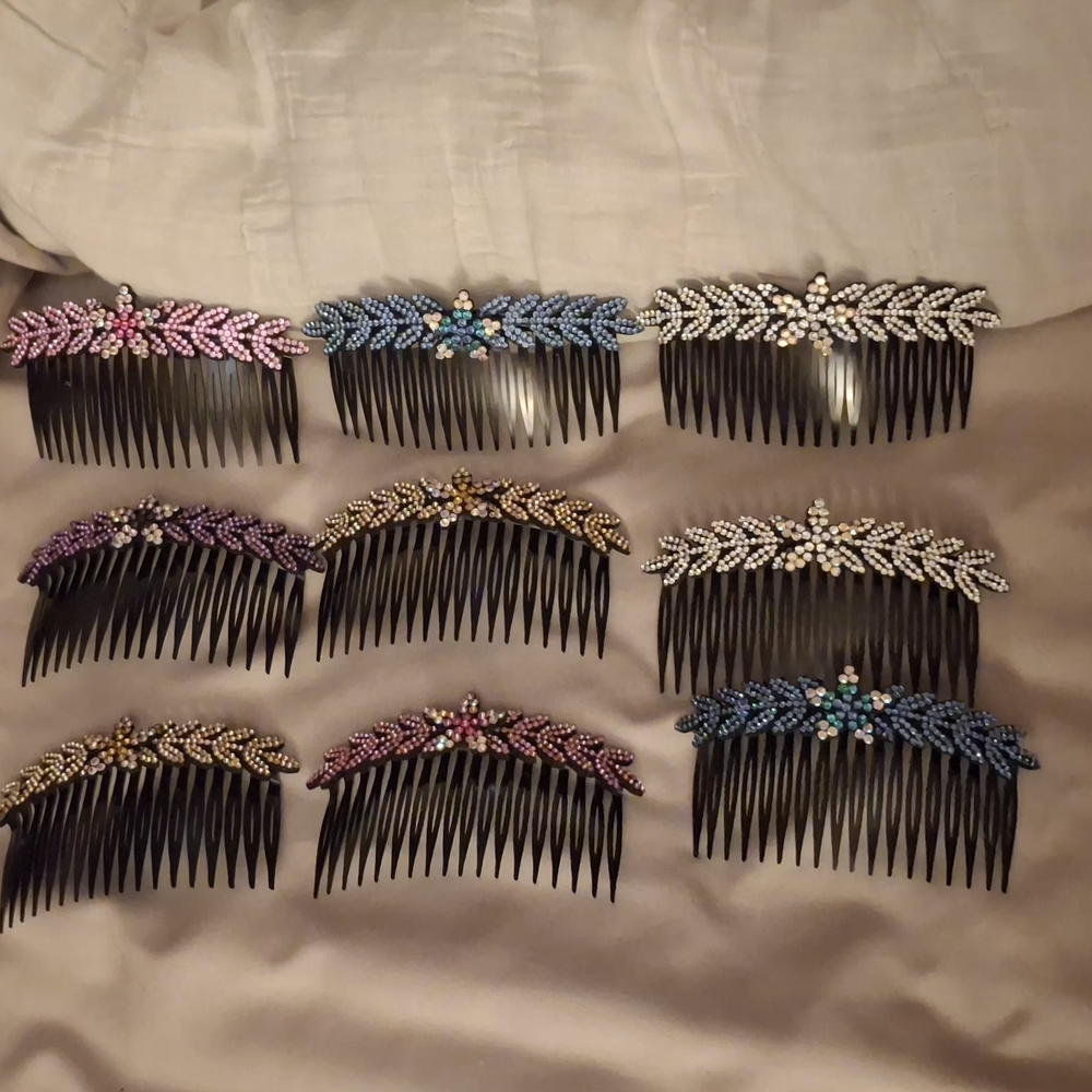 Rhinestone Leaf Decorative Hair Comb - Assorted Colors